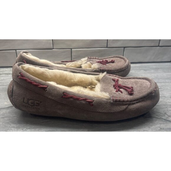 UGG Brett Taupe Moccasin Slippers Sheepskin Suede 1005531 Womens 9 (1c45) - Picture 3 of 7